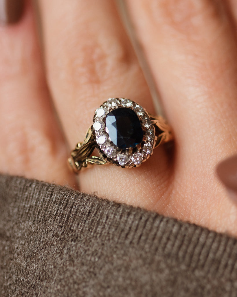 Greta 1958 Vintage 18ct Gold Sapphire & Diamond Cluster Ring