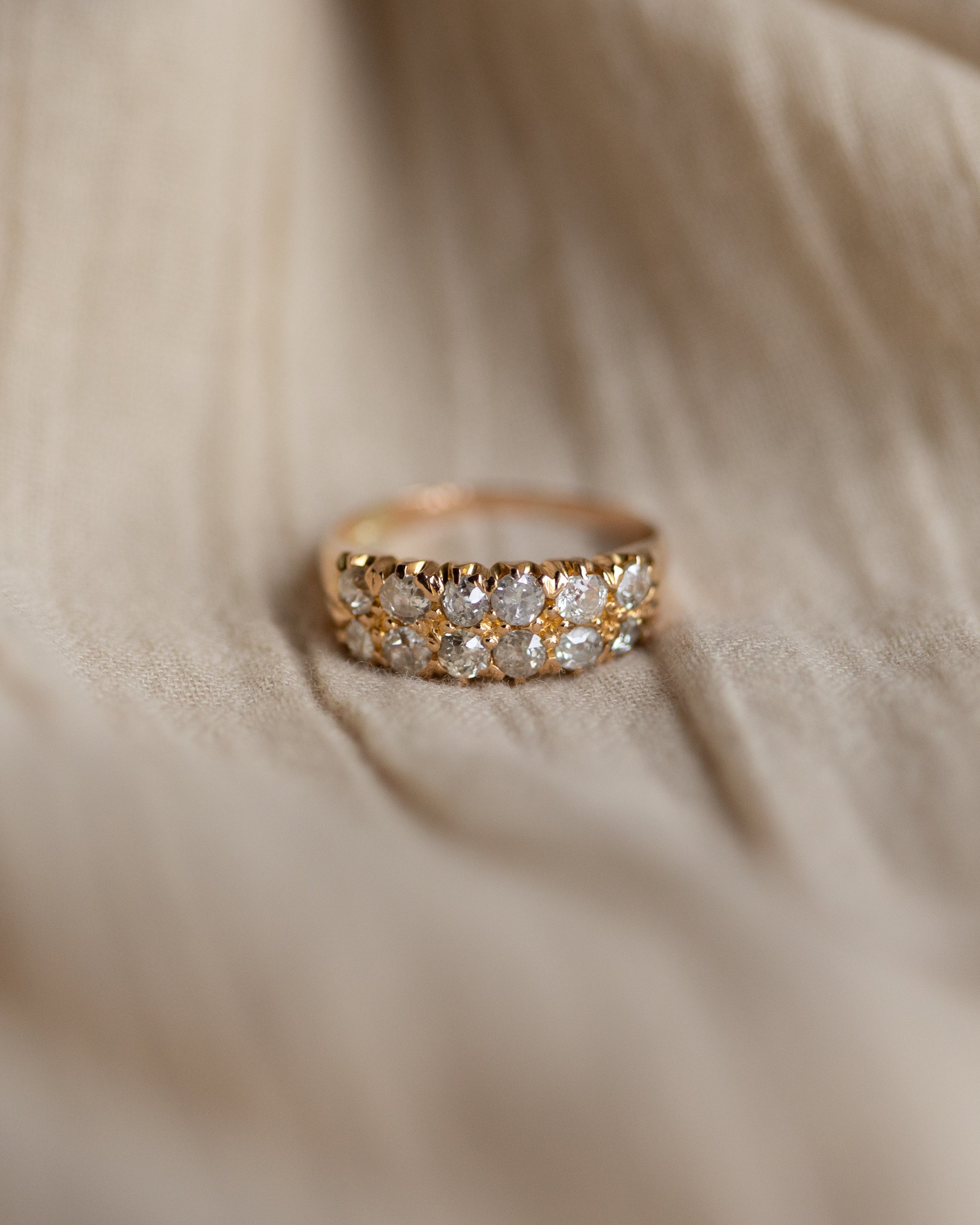 Alma Antique 18ct Gold Diamond Two Row Ring