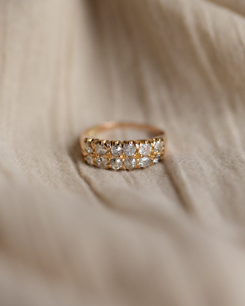 Alma Antique 18ct Gold Diamond Two Row Ring