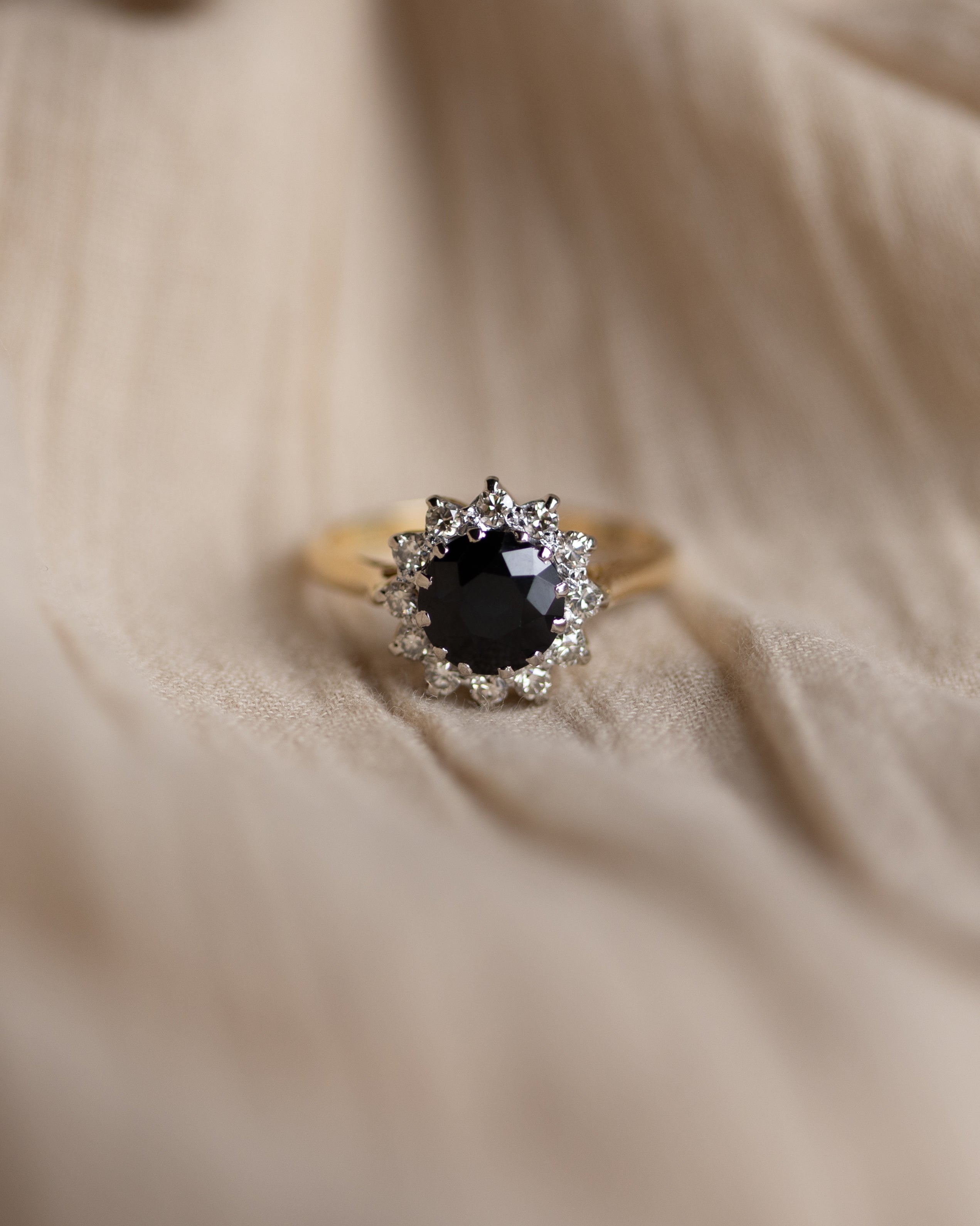 Elena Vintage 18ct Gold Sapphire & Diamond Cluster Ring