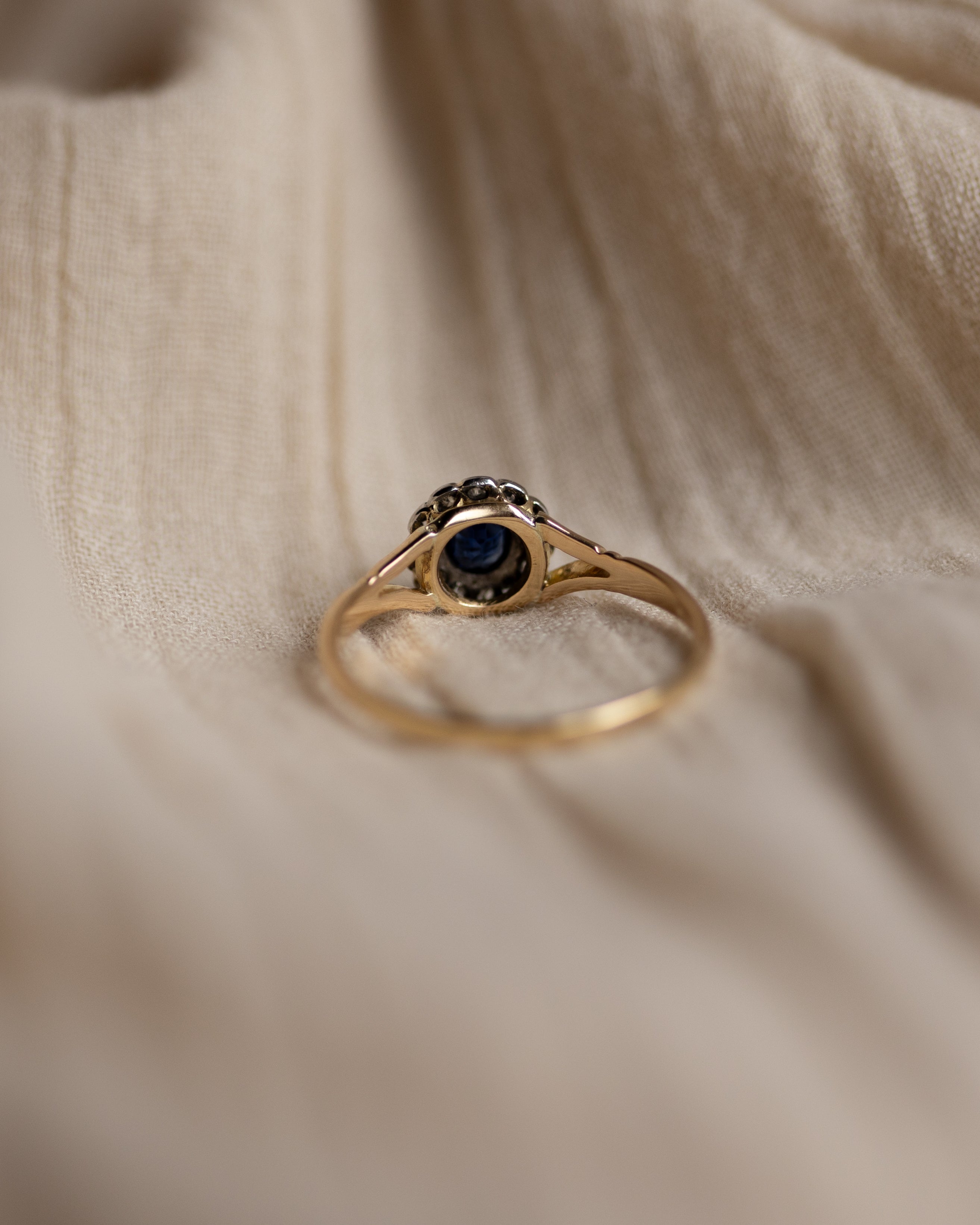 Claudette Antique 18ct Gold Sapphire & Diamond Cluster Ring