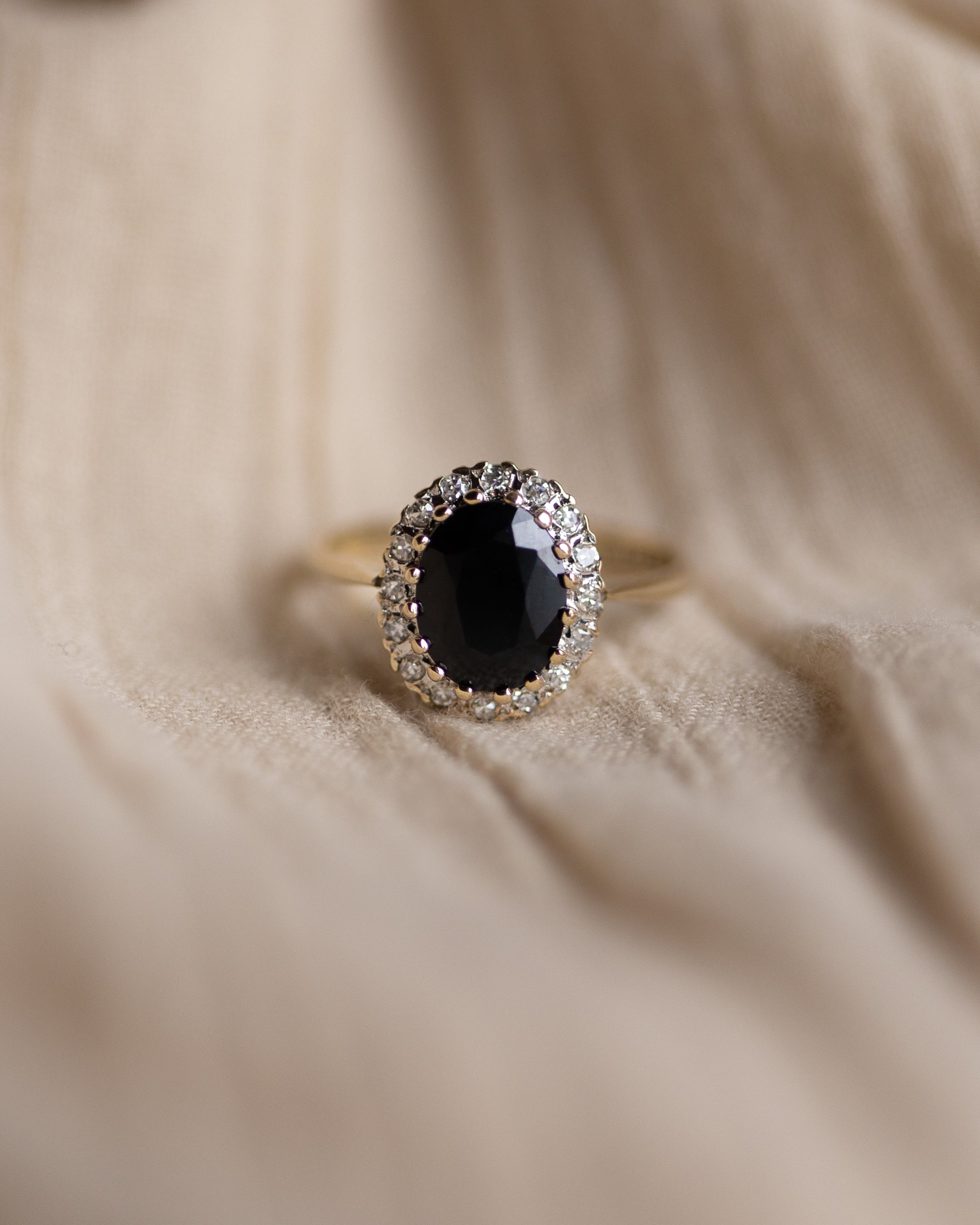 Cicily 1987 Vintage 9ct Gold Sapphire & Diamond Cluster Ring