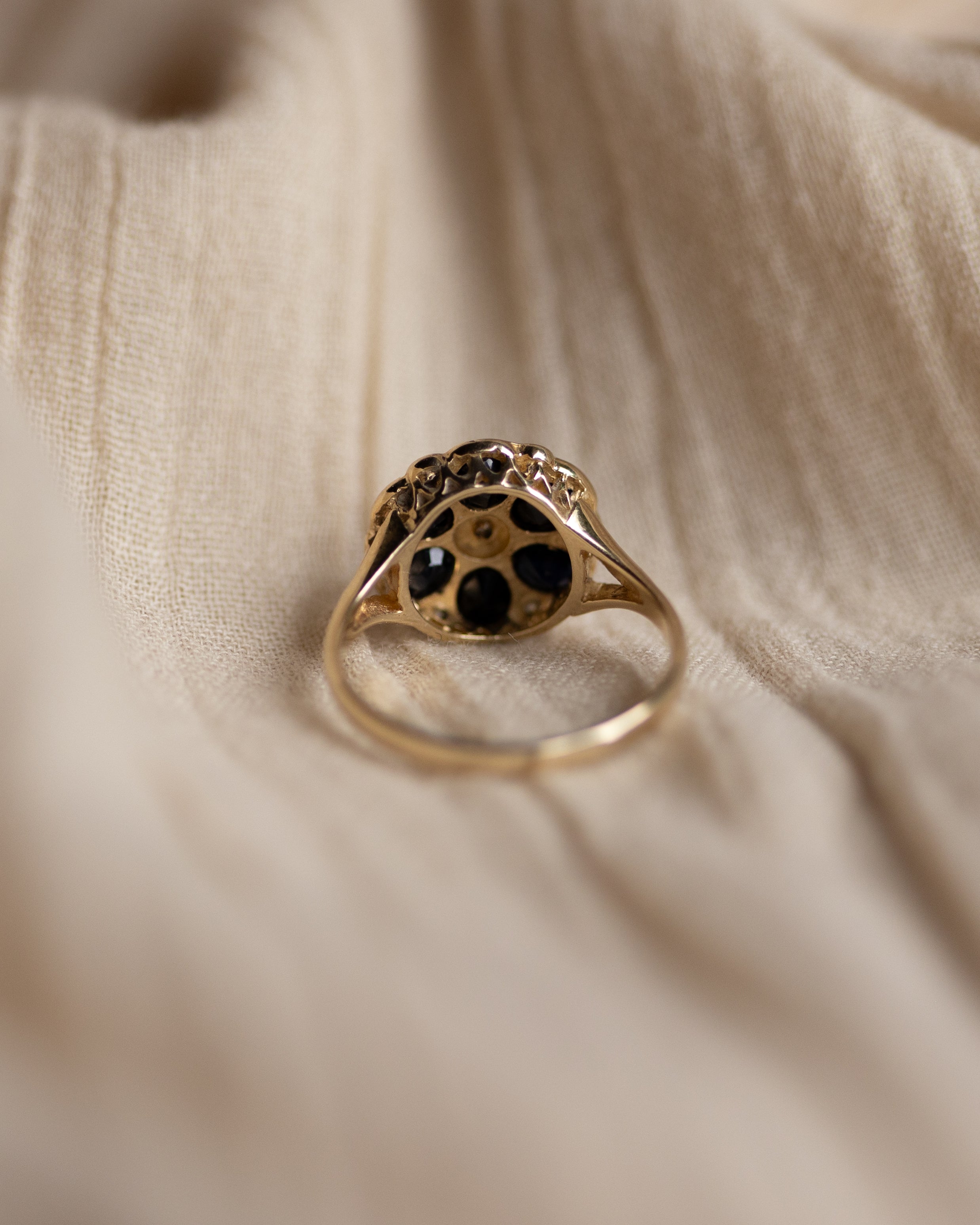 Marlene 1986 Vintage 9ct Gold Sapphire & Diamond Cluster Ring