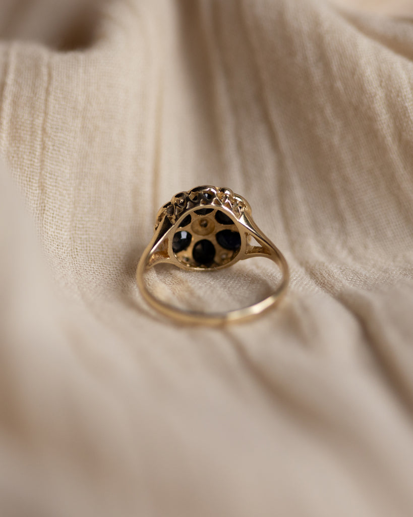 Marlene 1986 Vintage 9ct Gold Sapphire & Diamond Cluster Ring