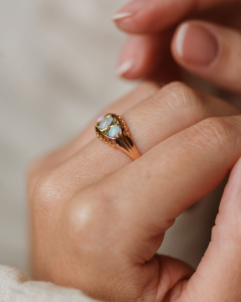 Fabienne 1907 Antique 9ct Gold Opal & Emerald Ring