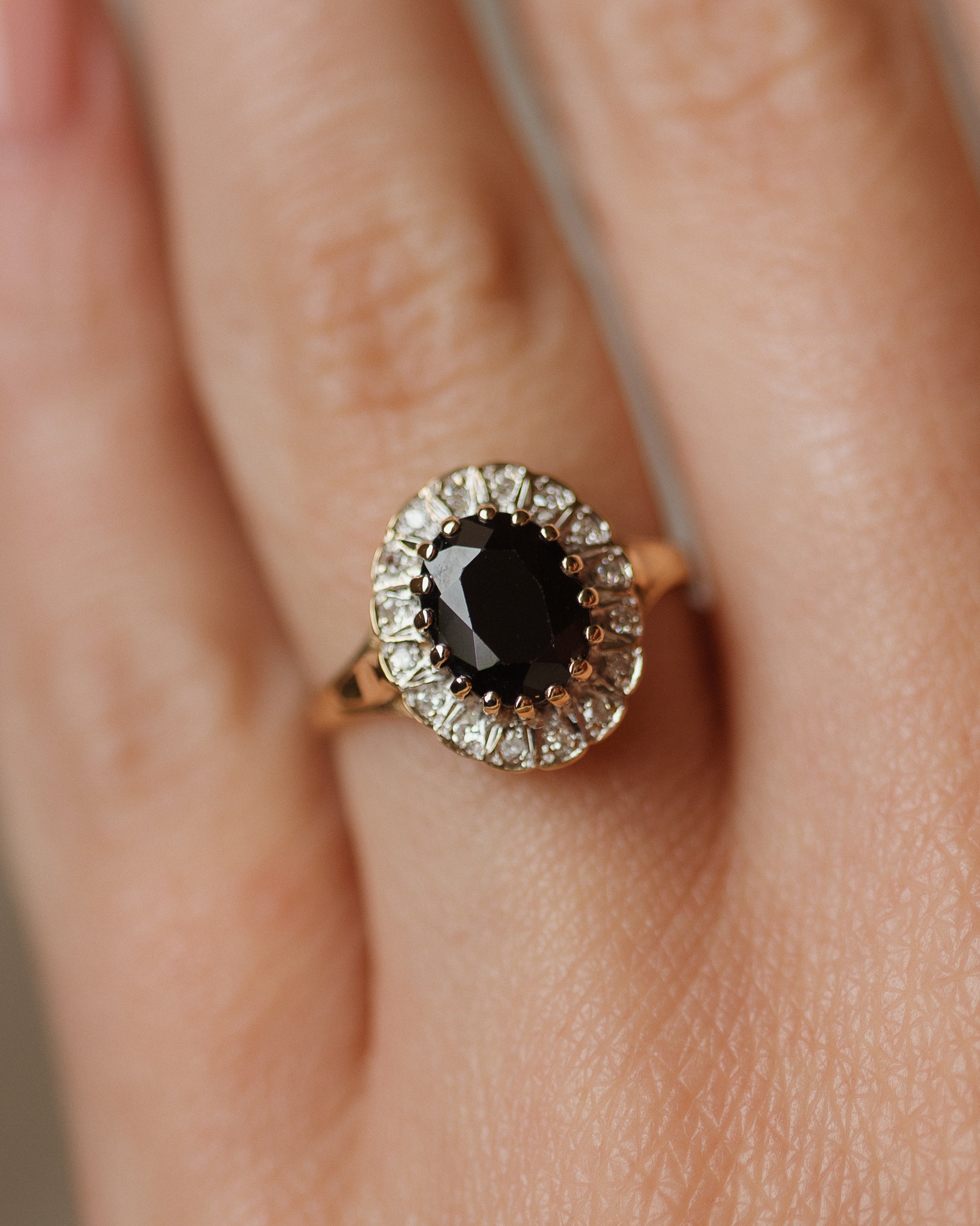 Winifred 1989 Vintage 9ct Gold Sapphire & Diamond Cluster Ring