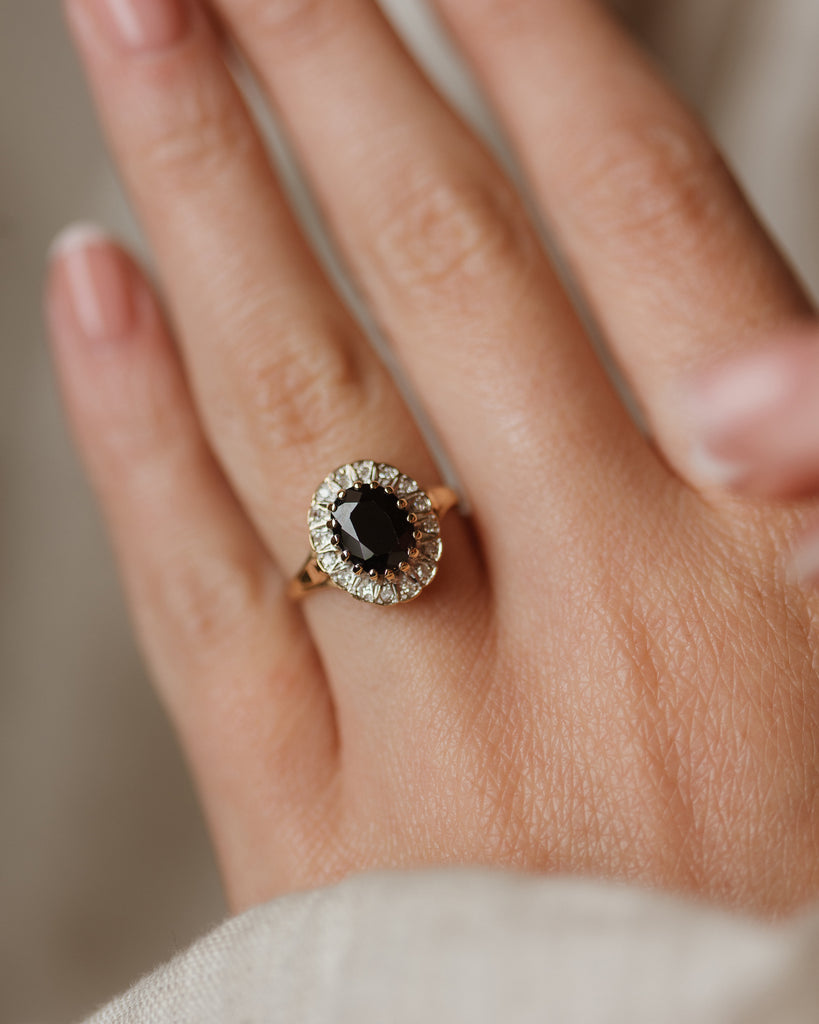 Winifred 1989 Vintage 9ct Gold Sapphire & Diamond Cluster Ring