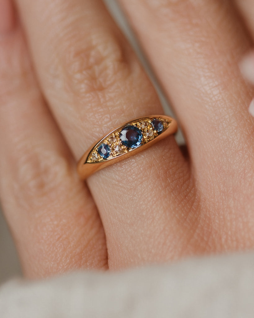 Cécile 1907 Antique 18ct Gold Sapphire & Diamond Seven Stone Ring