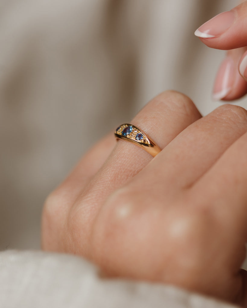 Cécile 1907 Antique 18ct Gold Sapphire & Diamond Seven Stone Ring