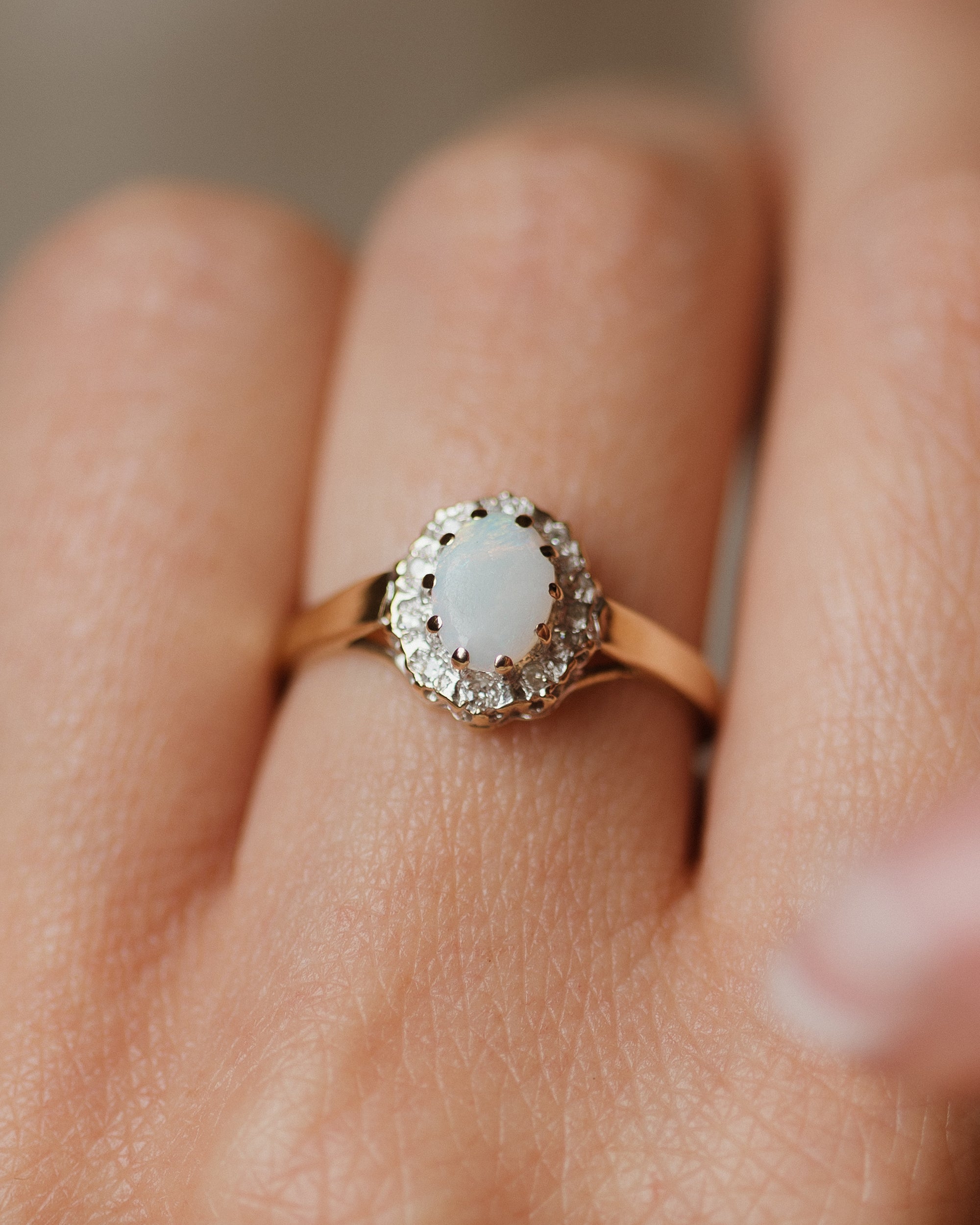 Orla 1997 Vintage 9ct Gold Opal & Diamond Cluster Ring