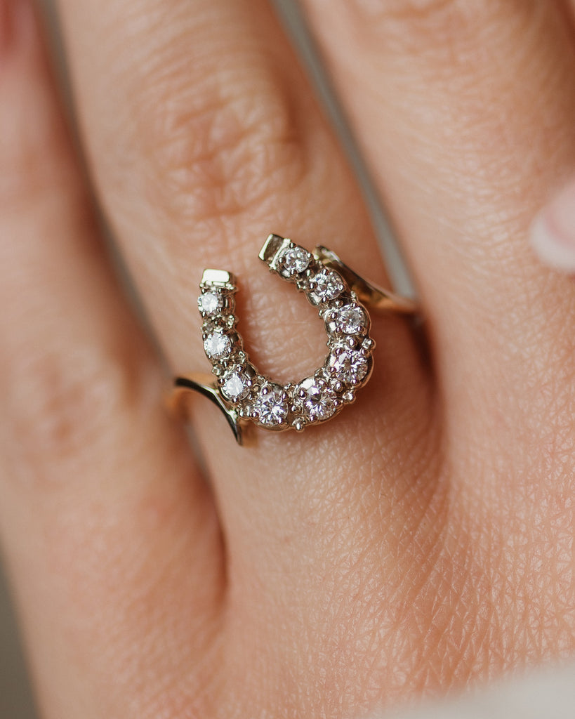 Marie 1988 Vintage 14ct Gold Diamond Horseshoe Ring
