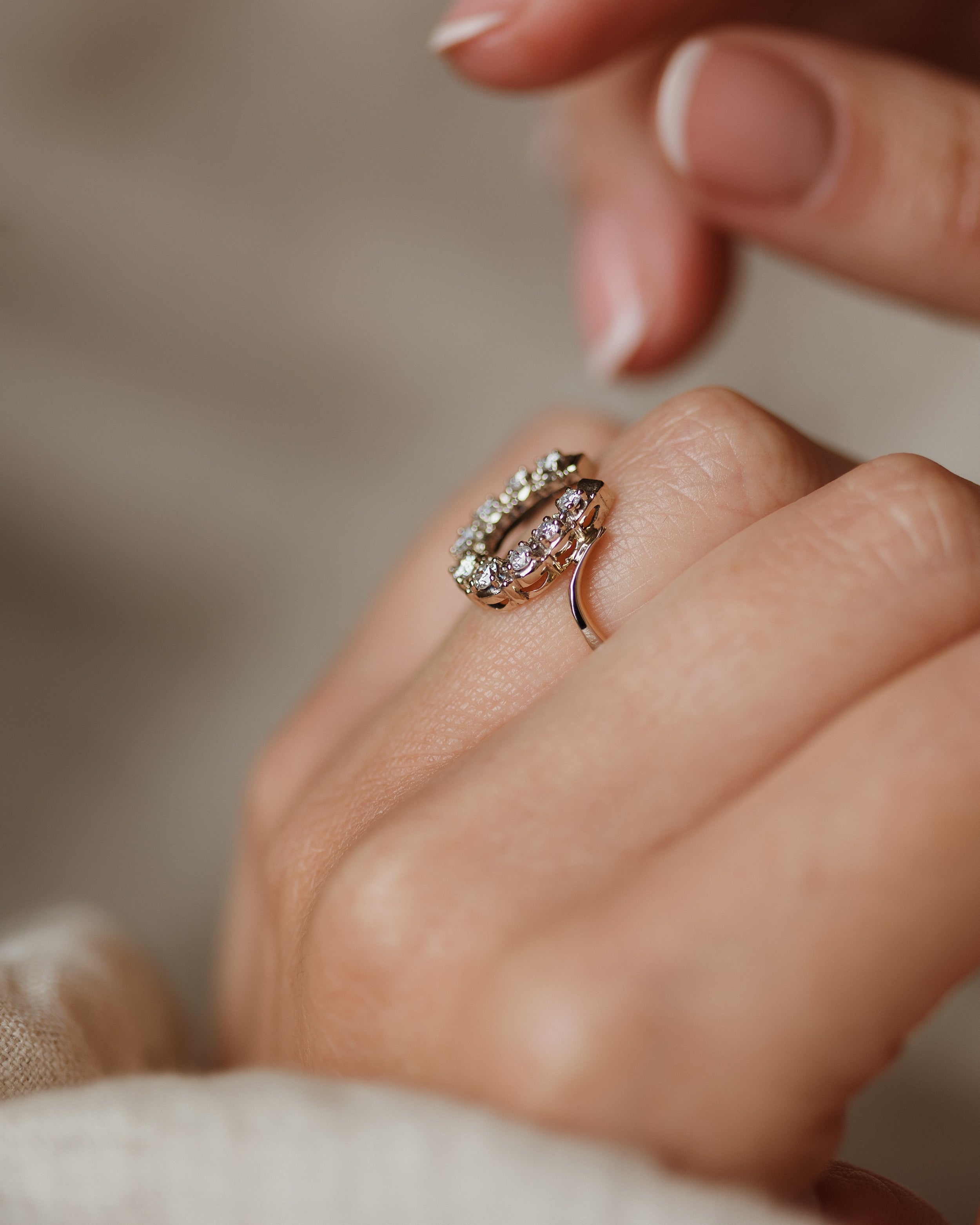 Marie 1988 Vintage 14ct Gold Diamond Horseshoe Ring