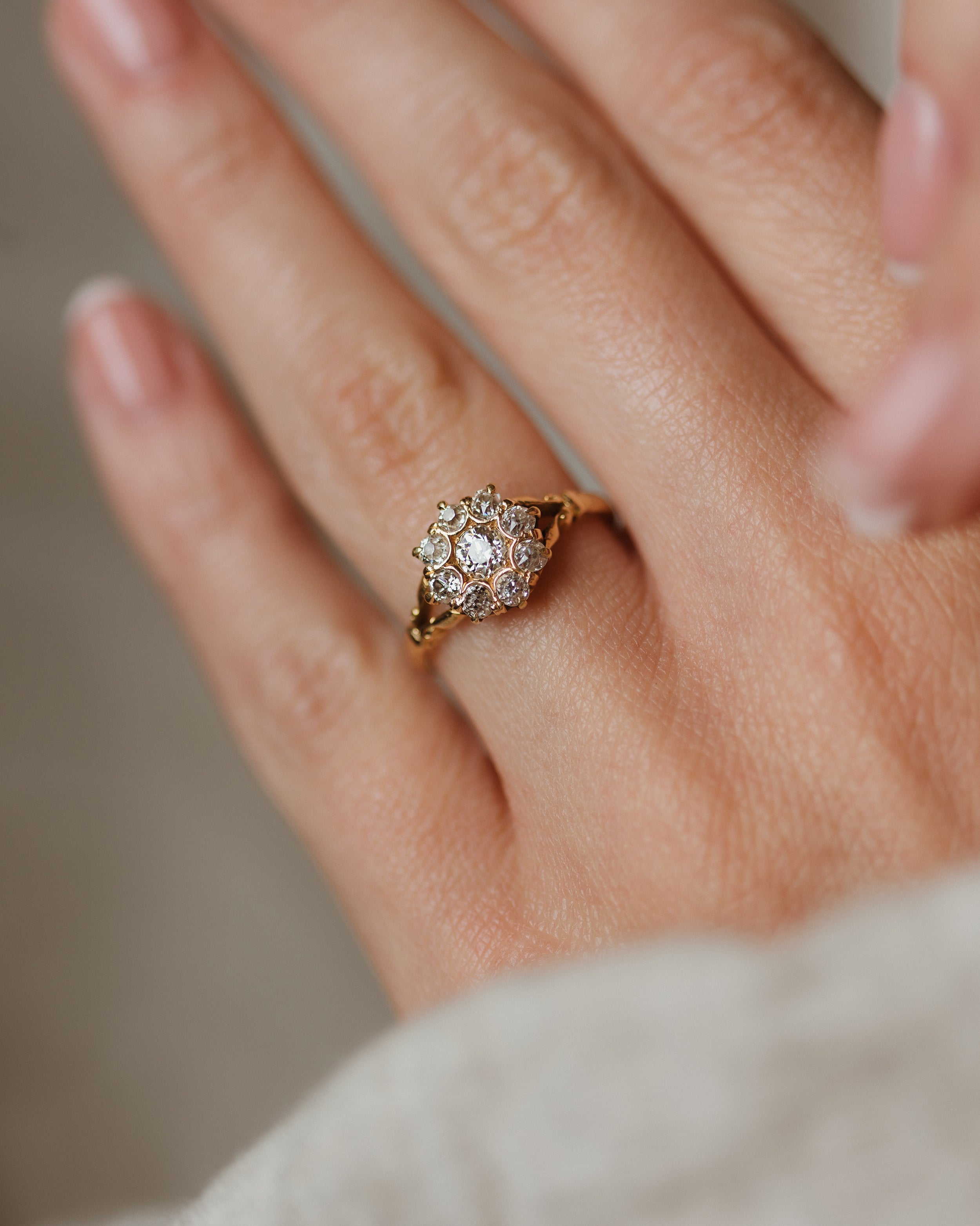 Antoinette 1897 Antique Victorian 18ct Gold Diamond Cluster Ring