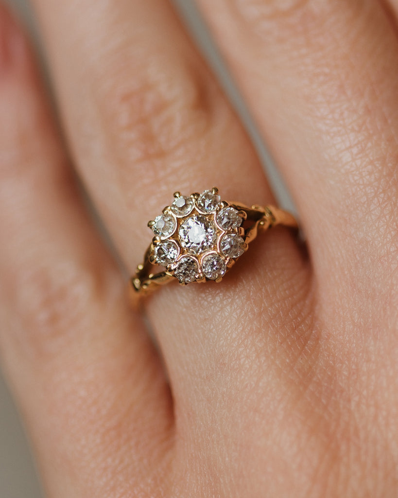 Antoinette 1897 Antique Victorian 18ct Gold Diamond Cluster Ring
