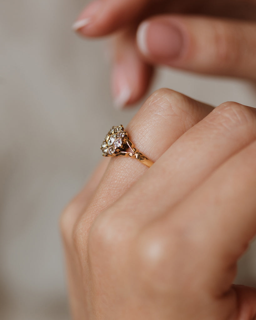 Antoinette 1897 Antique Victorian 18ct Gold Diamond Cluster Ring