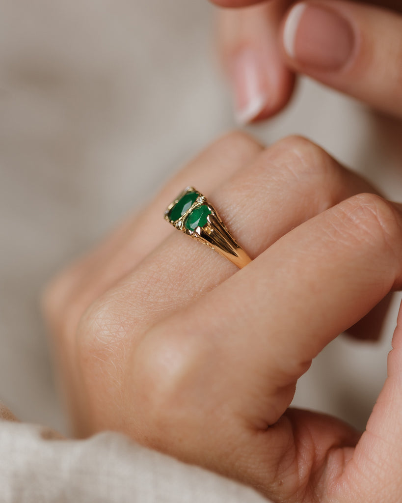 Constance 1976 Vintage 18ct Gold Emerald & Diamond Ring