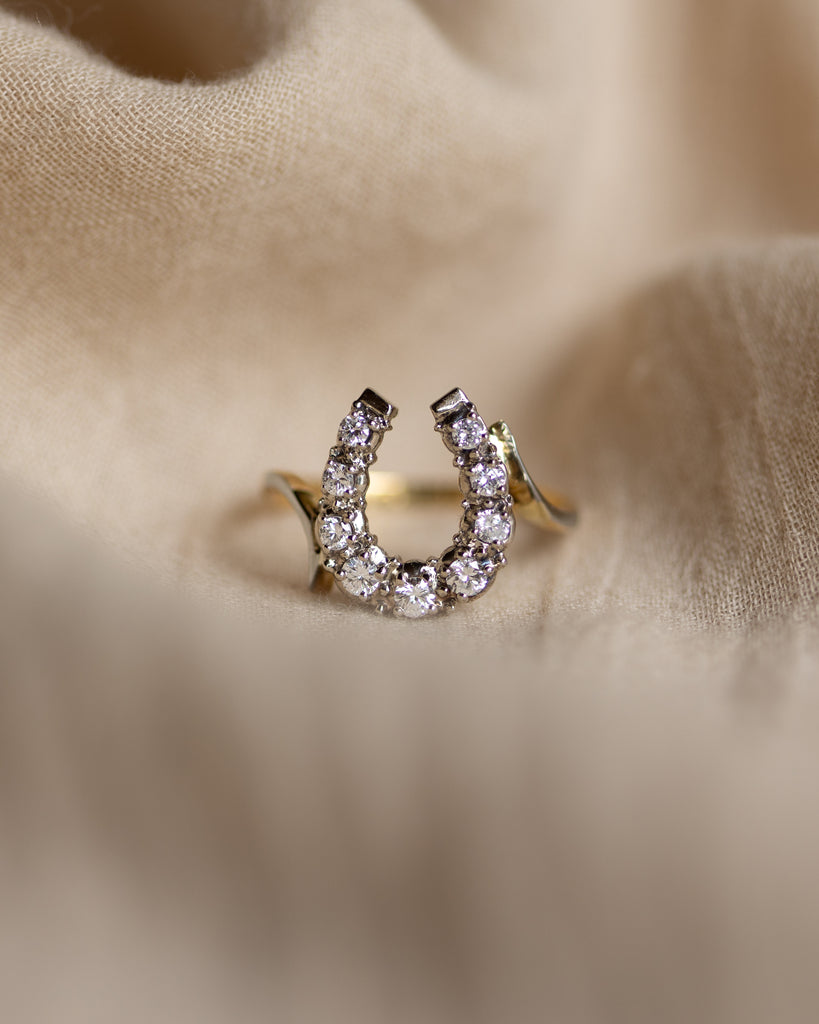 Marie 1988 Vintage 14ct Gold Diamond Horseshoe Ring