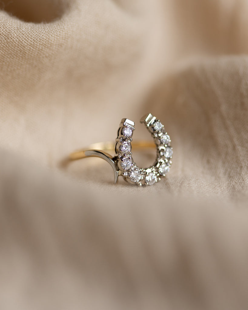 Marie 1988 Vintage 14ct Gold Diamond Horseshoe Ring