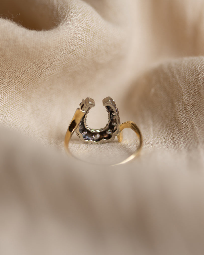 Marie 1988 Vintage 14ct Gold Diamond Horseshoe Ring