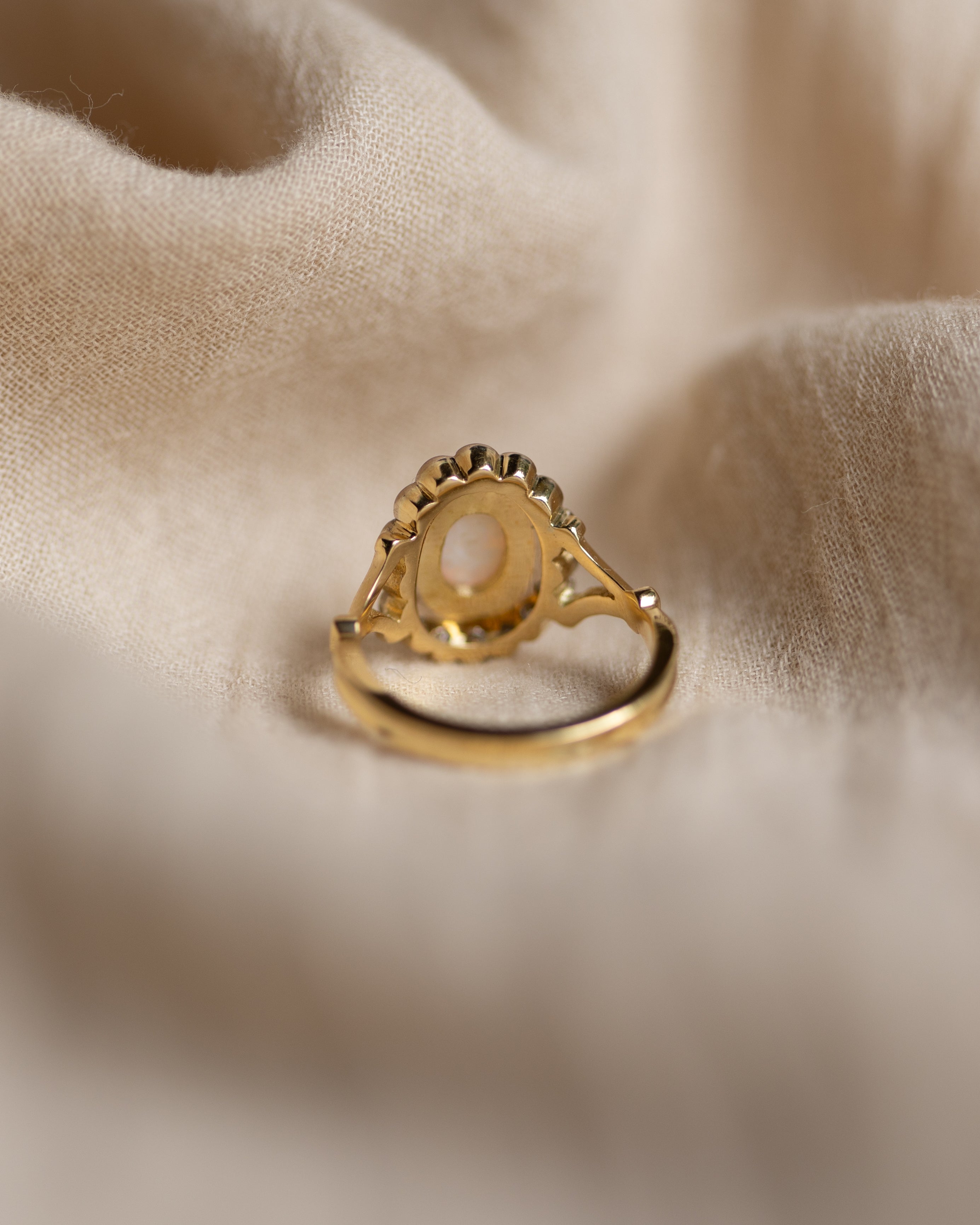 Charlotte 1994 Vintage 18ct Gold Opal & Diamond Cluster Ring
