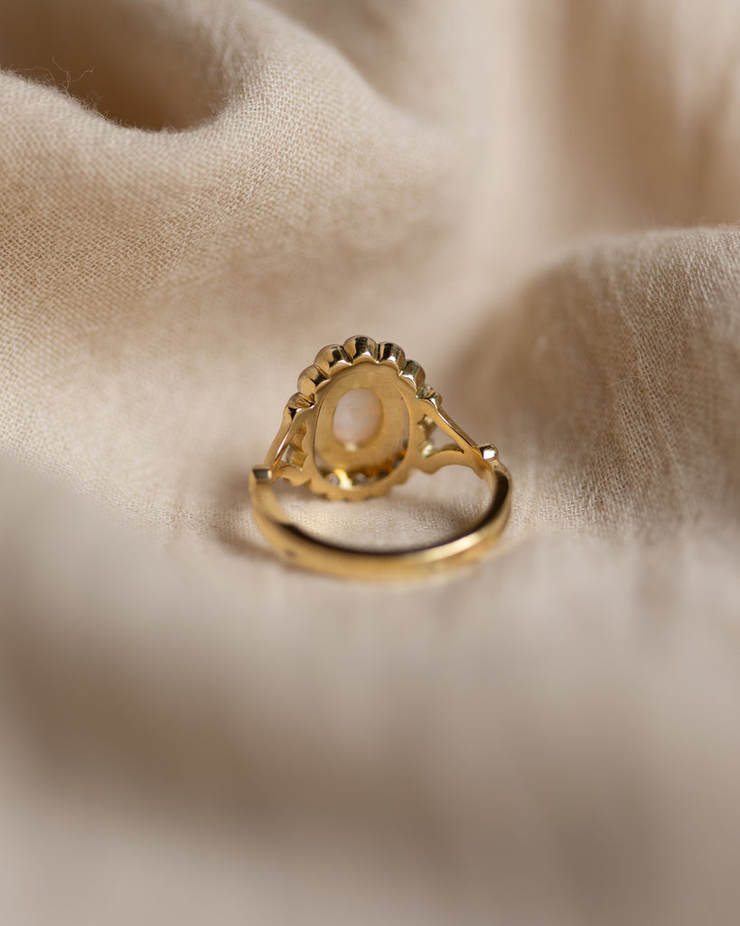 Charlotte 1994 Vintage 18ct Gold Opal & Diamond Cluster Ring