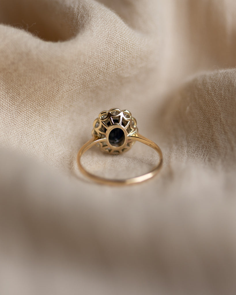 Clodagh Vintage 18ct Gold Sapphire & Diamond Cluster Ring