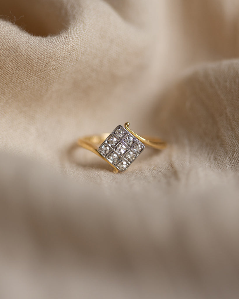 Berthe Antique Art Deco 18ct Gold Diamond Cluster Ring