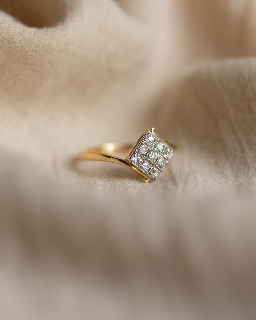 Berthe Antique Art Deco 18ct Gold Diamond Cluster Ring