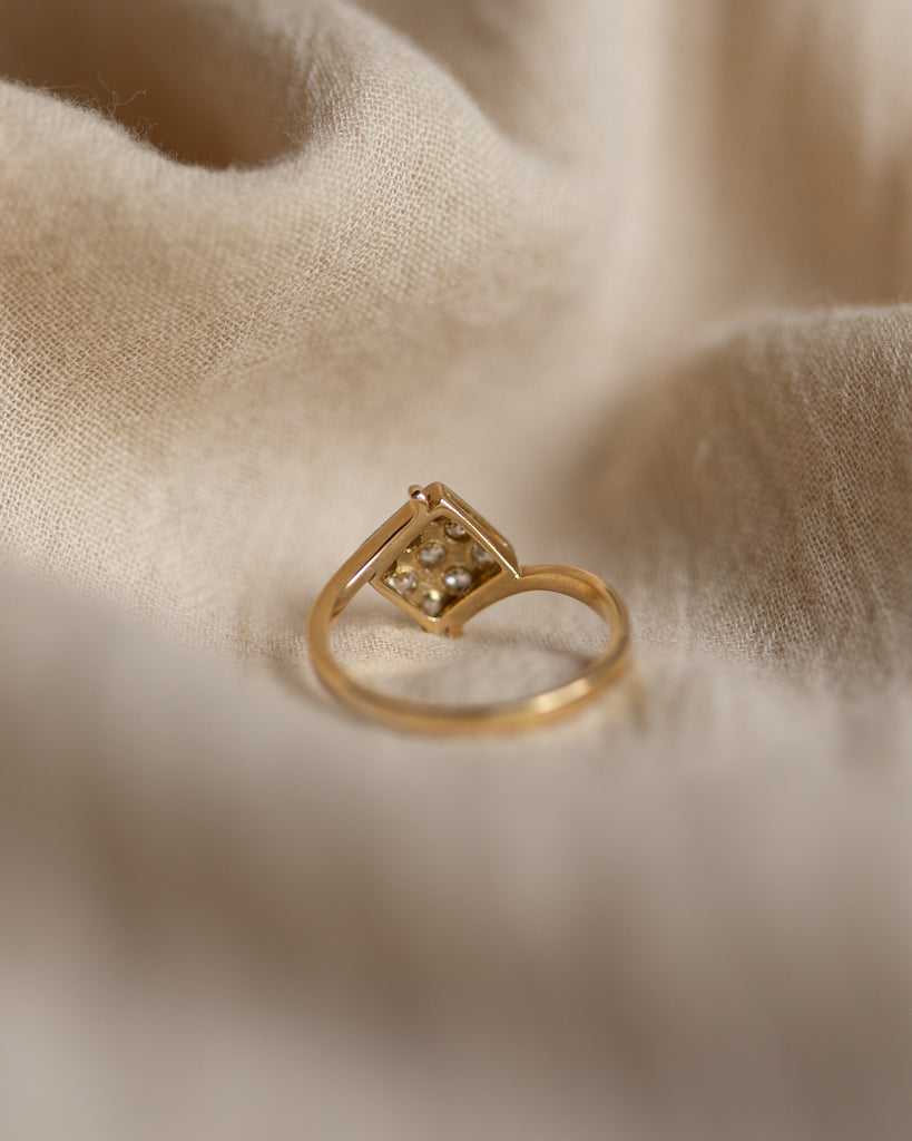 Berthe Antique Art Deco 18ct Gold Diamond Cluster Ring