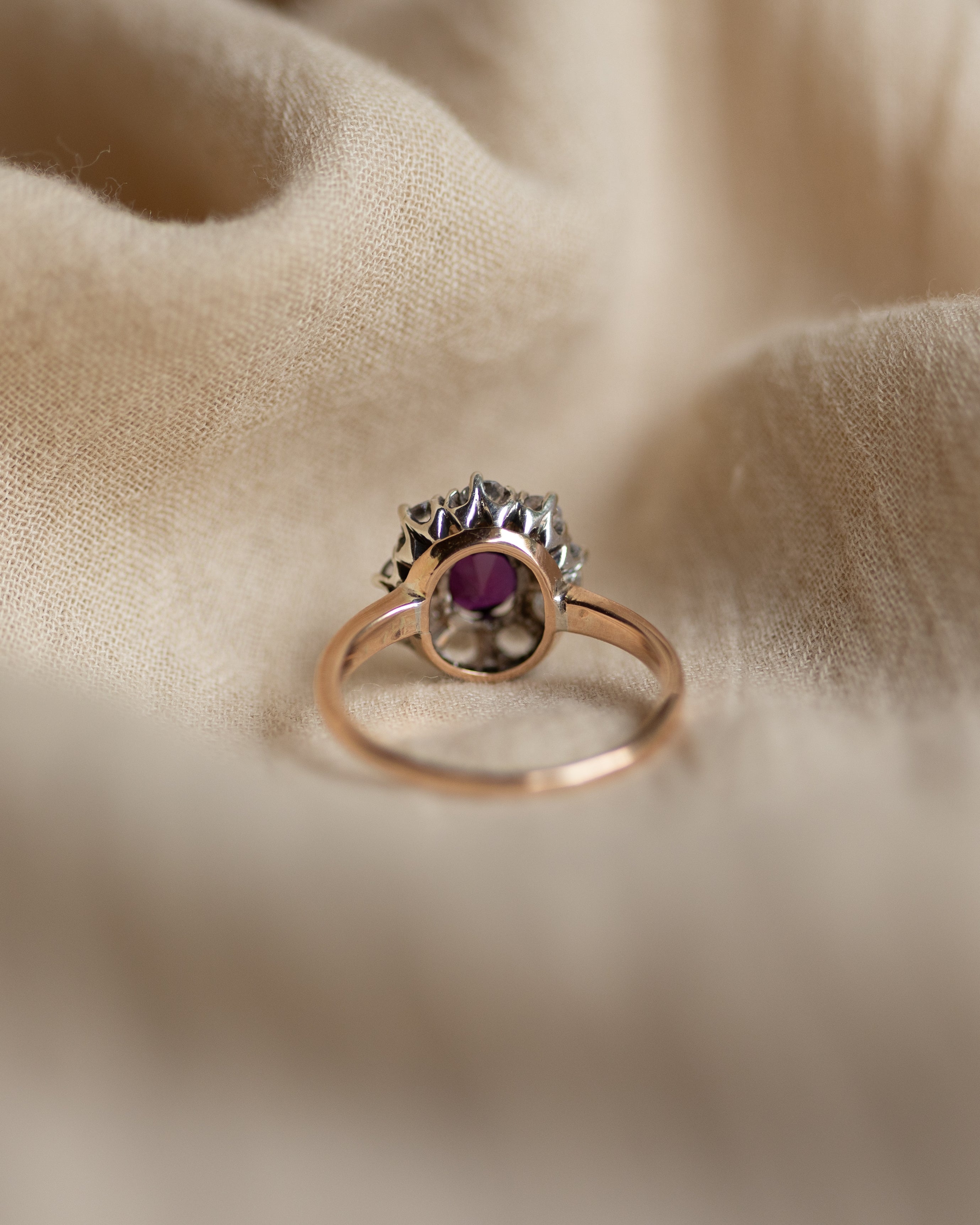 Patricia Antique 15ct Gold Ruby & White Sapphire Cluster Ring
