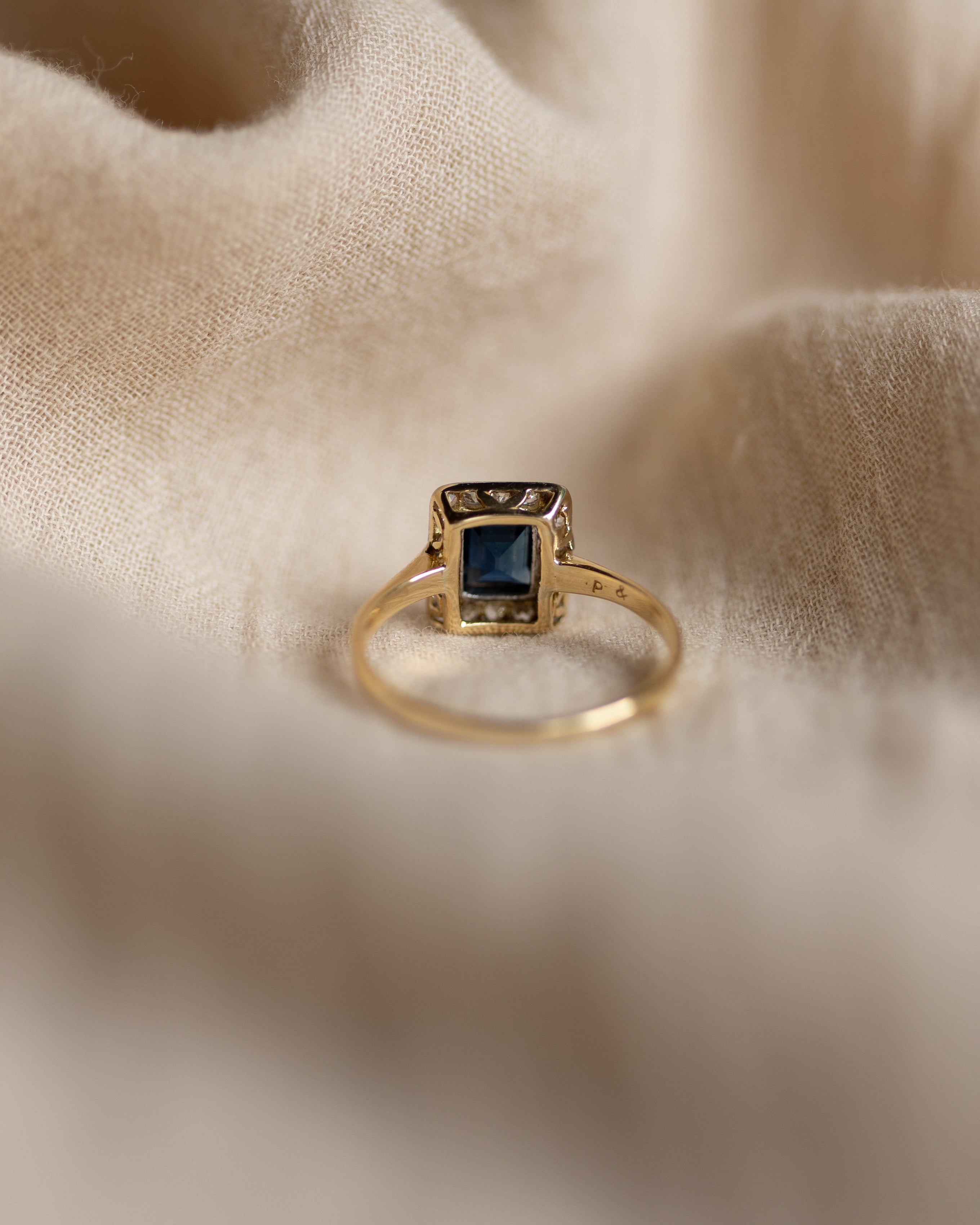 Jean Antique 18ct Gold Sapphire & Diamond Cluster Ring