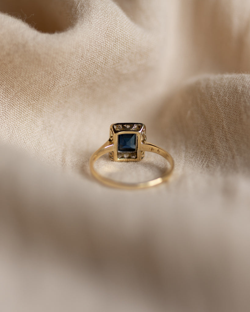 Jean Antique 18ct Gold Sapphire & Diamond Cluster Ring