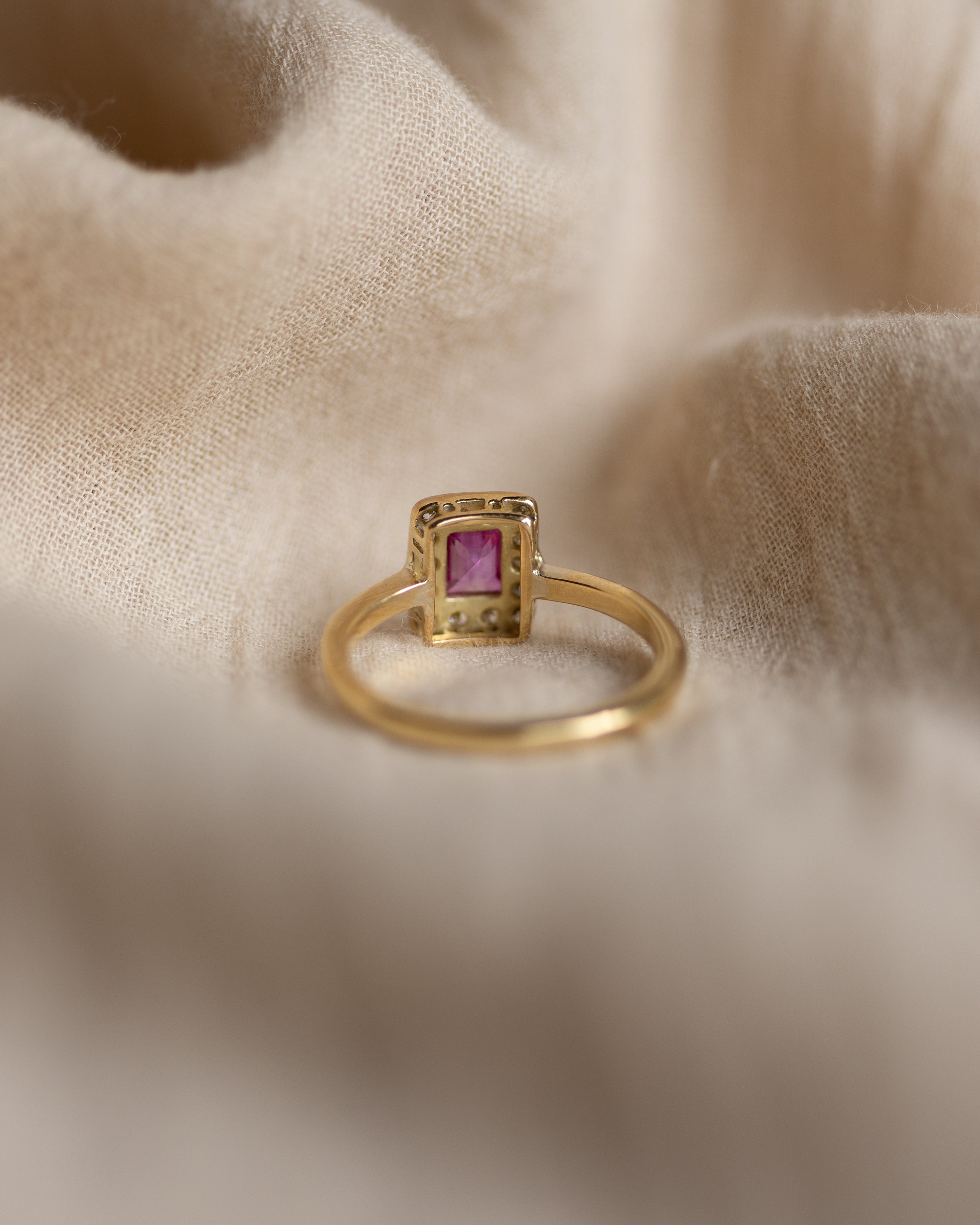 Delphine Antique Art Deco 18ct Gold Ruby & Diamond Cluster Ring