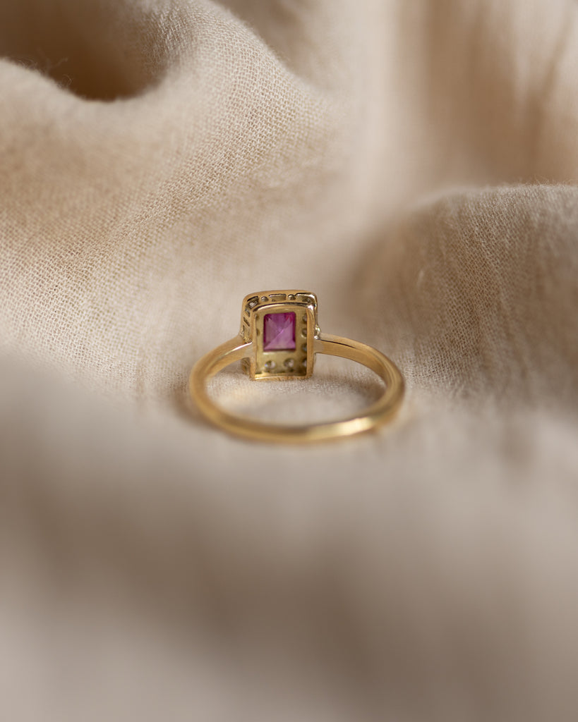 Delphine Antique Art Deco 18ct Gold Ruby & Diamond Cluster Ring