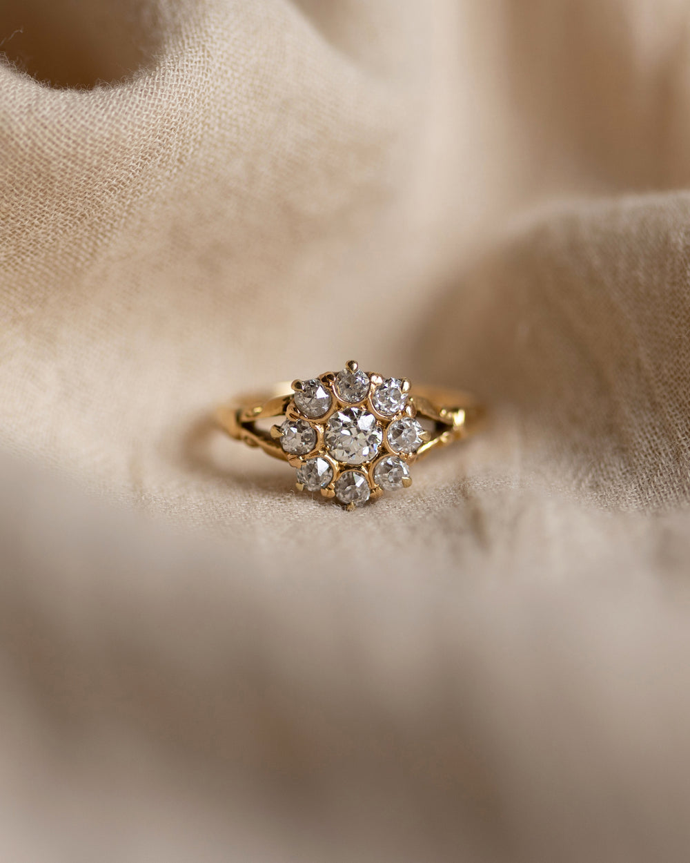Antoinette 1897 Antique Victorian 18ct Gold Diamond Cluster Ring