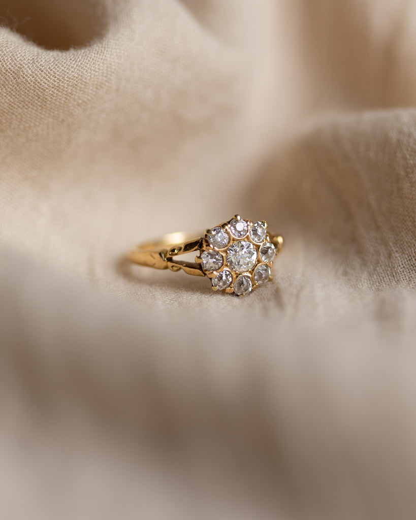 Antoinette 1897 Antique Victorian 18ct Gold Diamond Cluster Ring