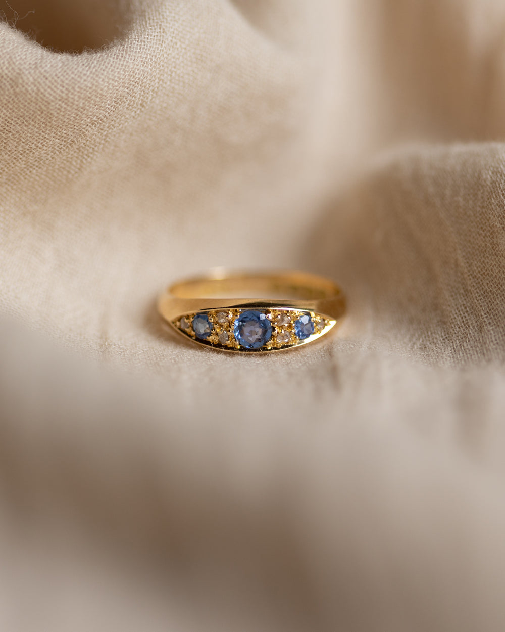 Cécile 1907 Antique 18ct Gold Sapphire & Diamond Seven Stone Ring