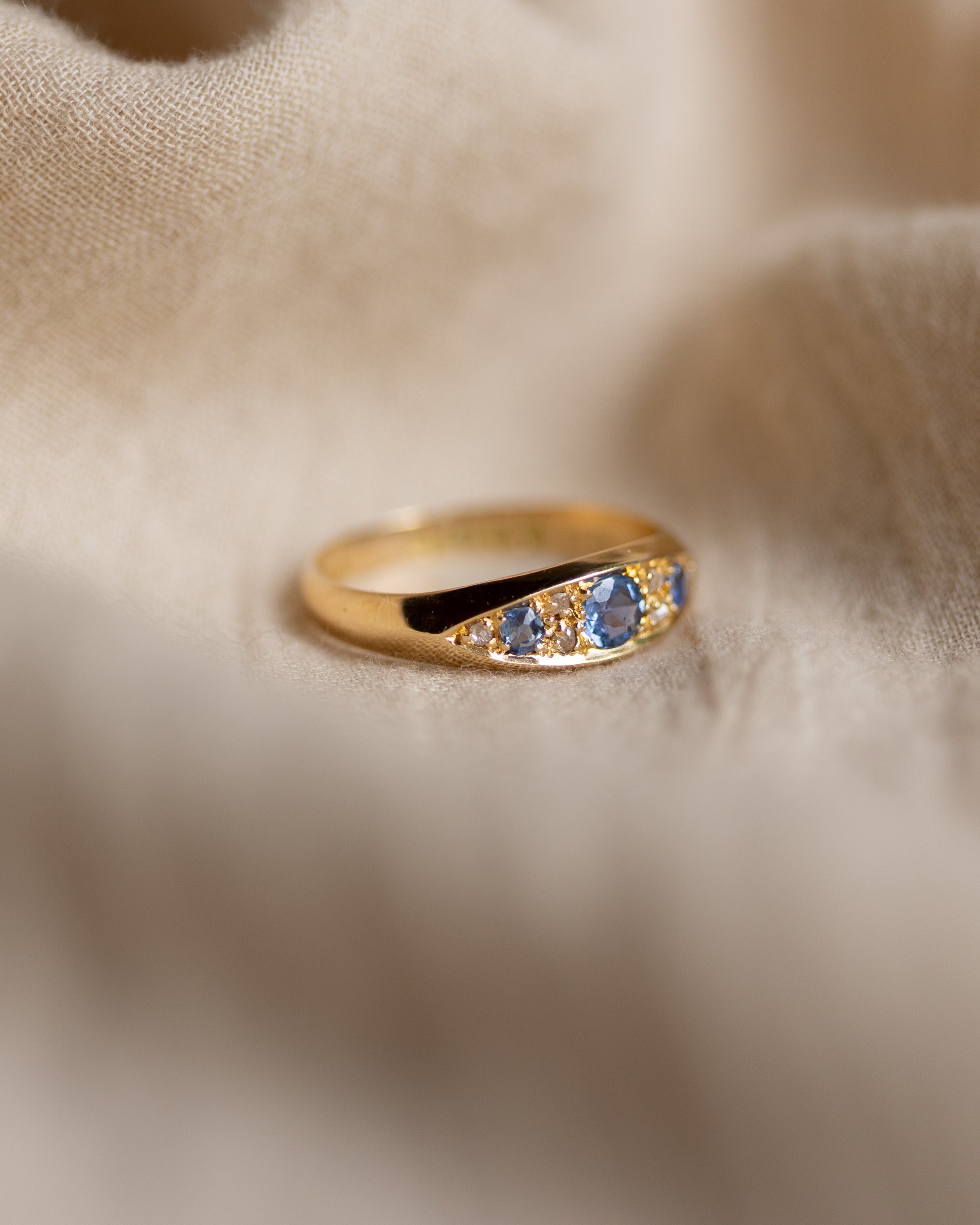 Cécile 1907 Antique 18ct Gold Sapphire & Diamond Seven Stone Ring