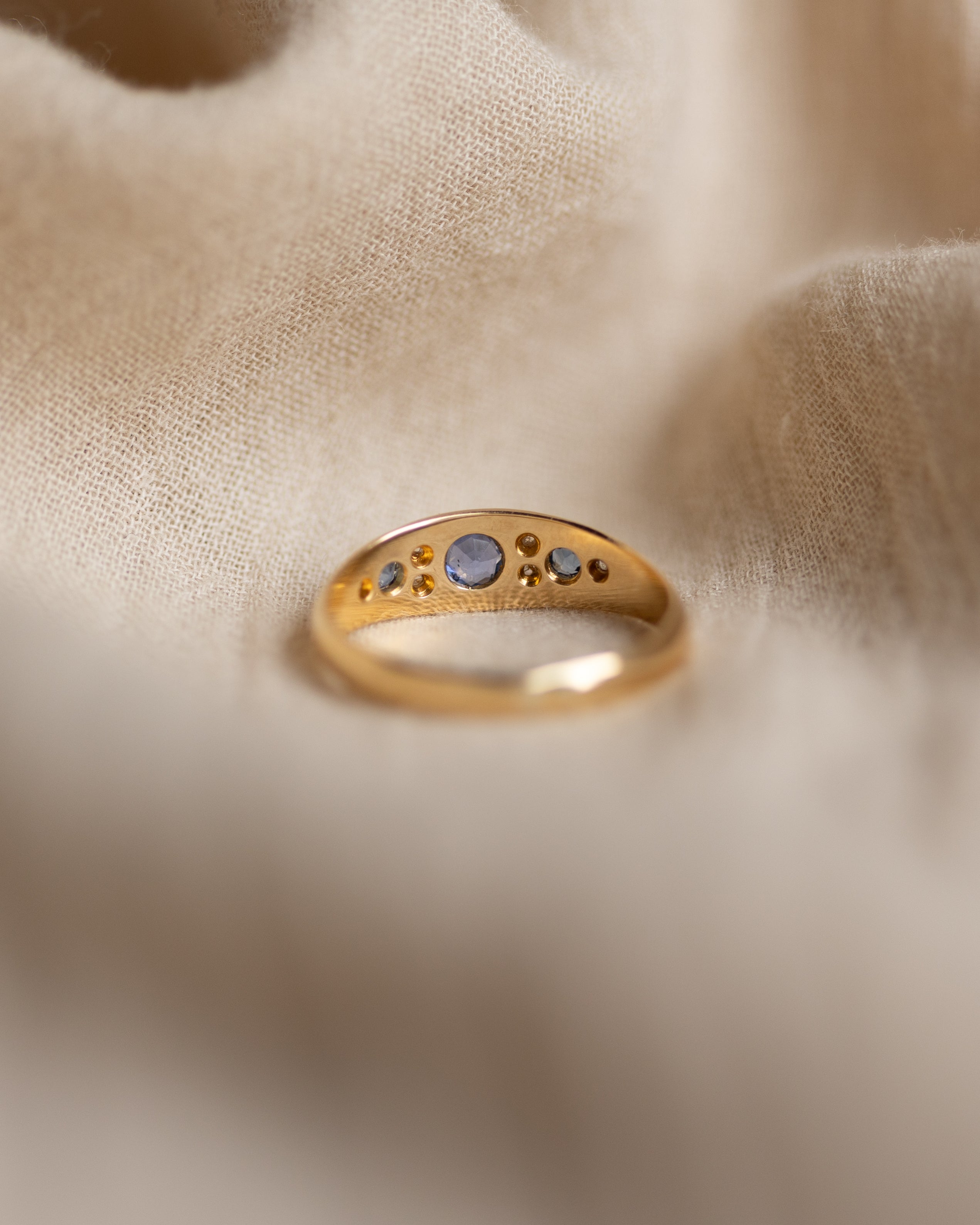 Cécile 1907 Antique 18ct Gold Sapphire & Diamond Seven Stone Ring