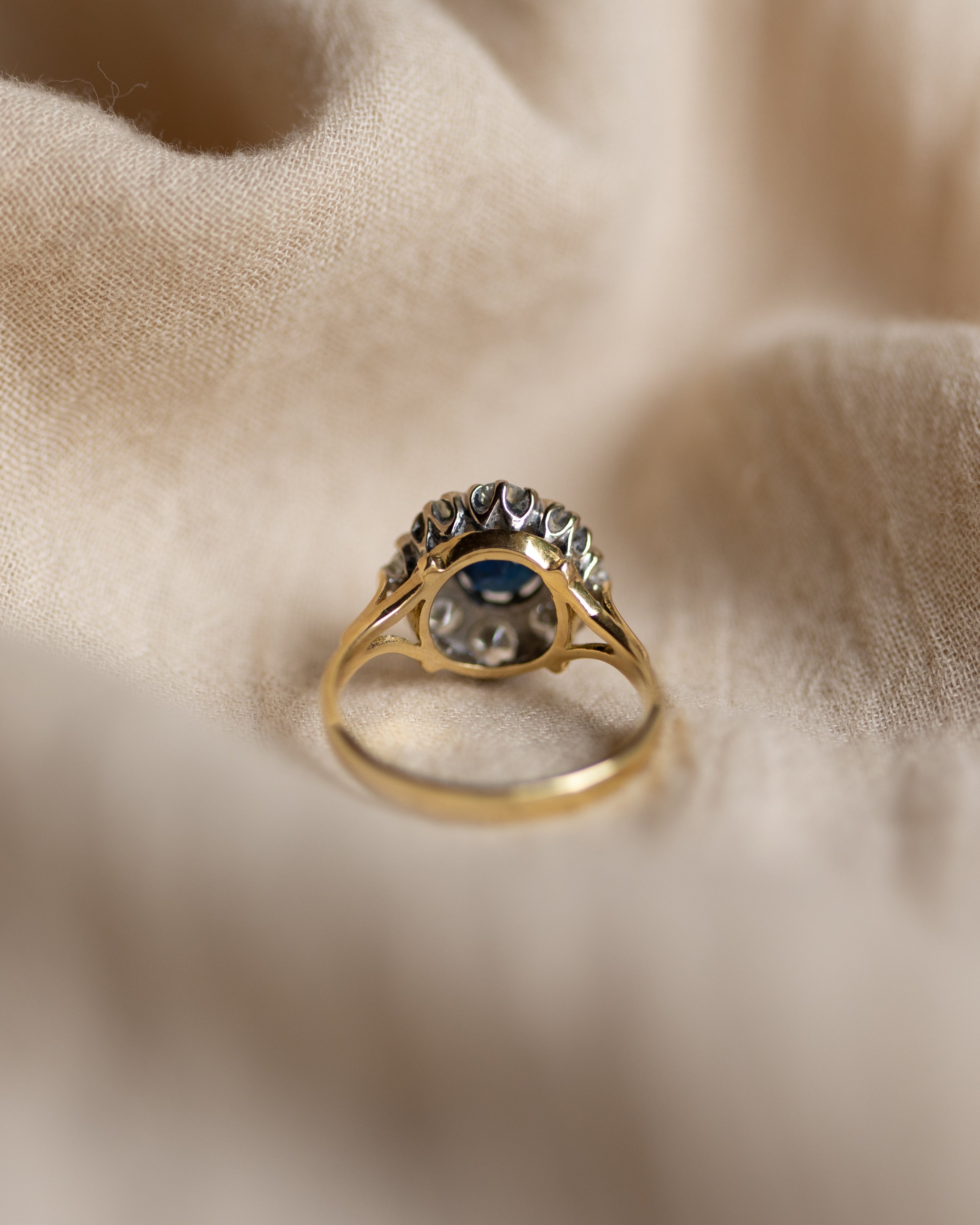 Véronique 1987 Vintage 18ct Gold Sapphire & Diamond Cluster Ring