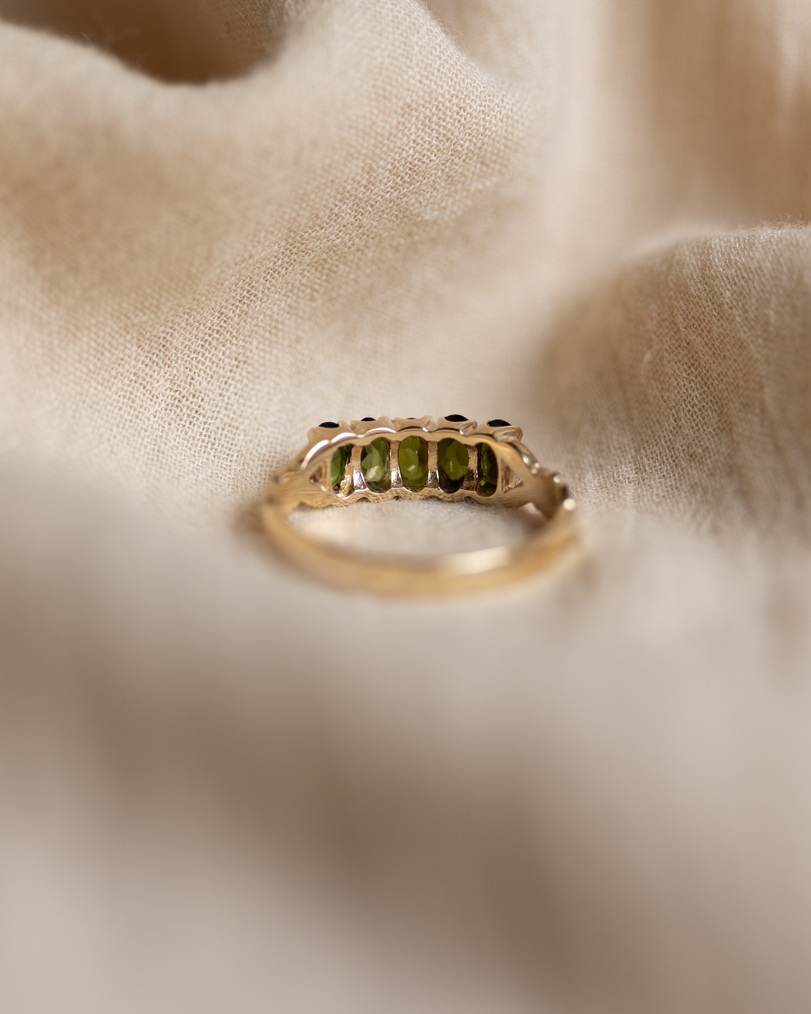 Pierrette Vintage 9ct Gold Tourmaline Five Stone Ring