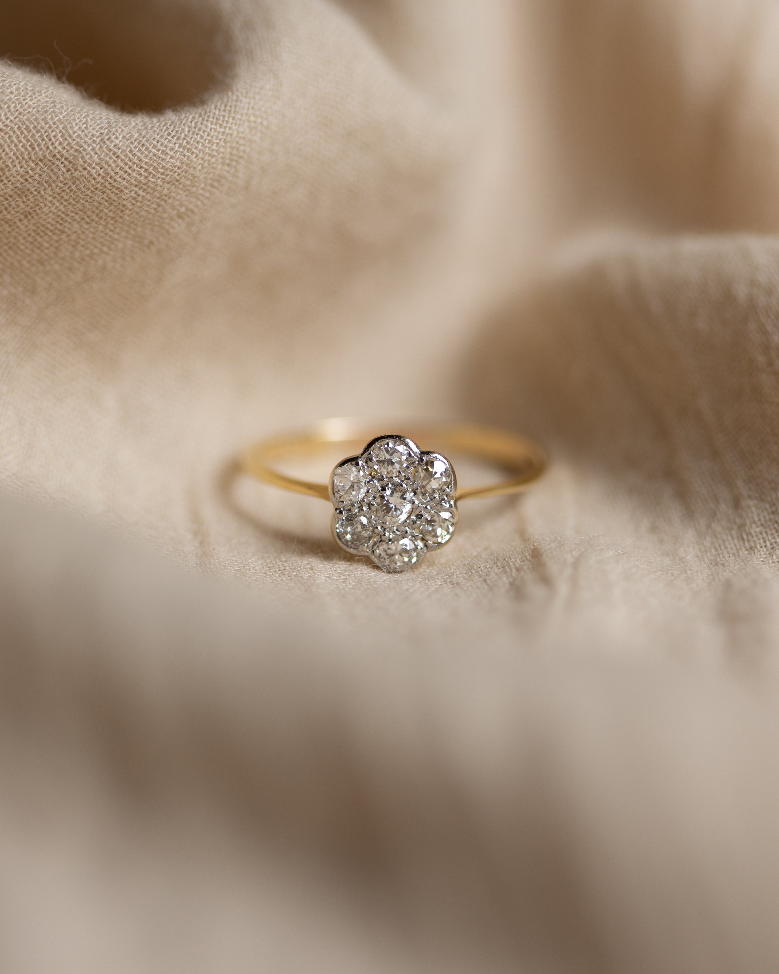 Image of Georgina Antique 18ct Gold Diamond Daisy Cluster Ring