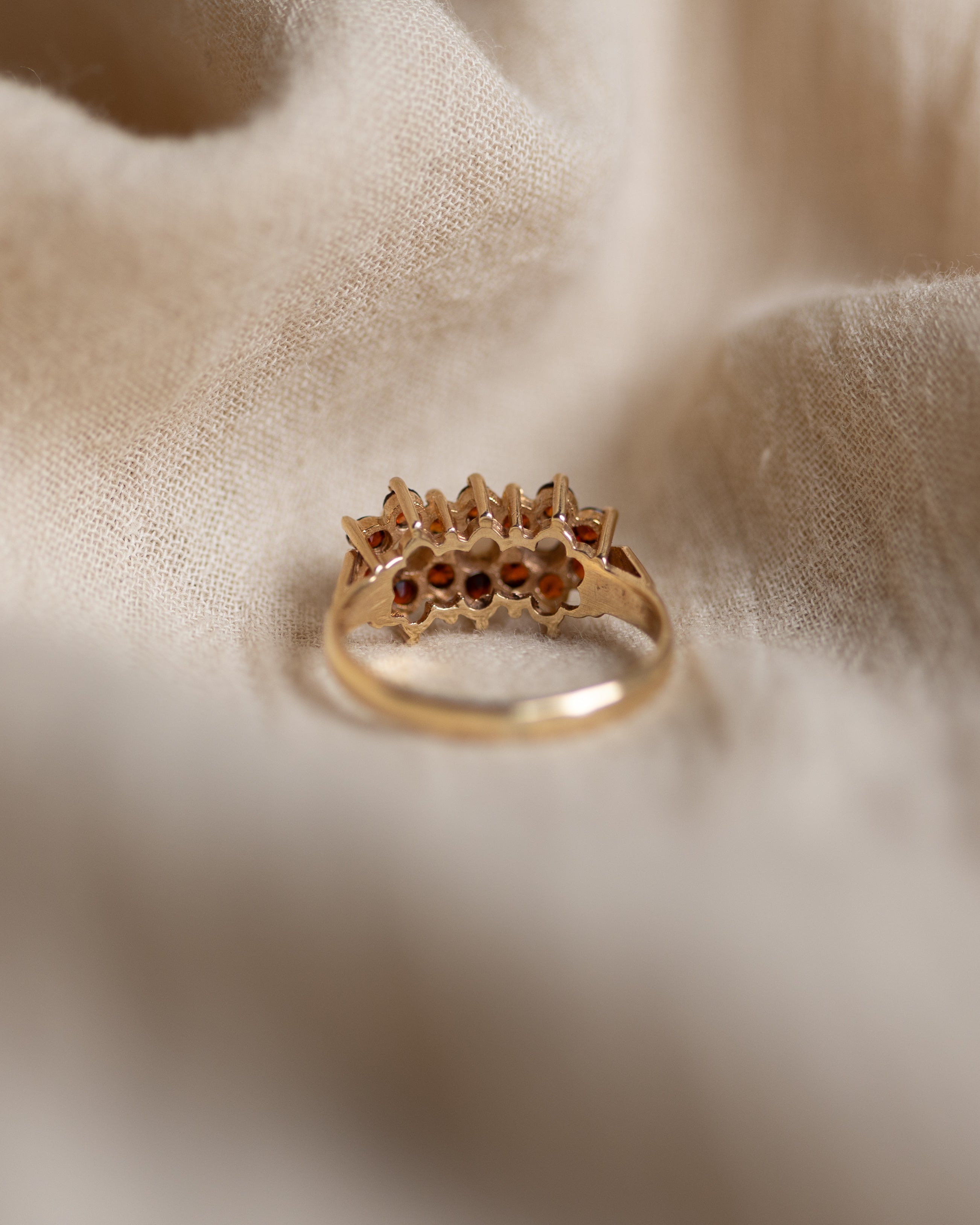 Beatrice 1979 Vintage 9ct Gold Opal & Garnet Cluster Ring
