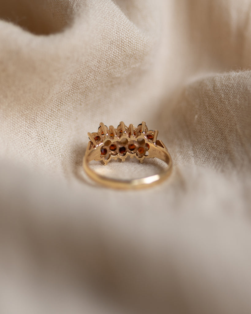 Beatrice 1979 Vintage 9ct Gold Opal & Garnet Cluster Ring