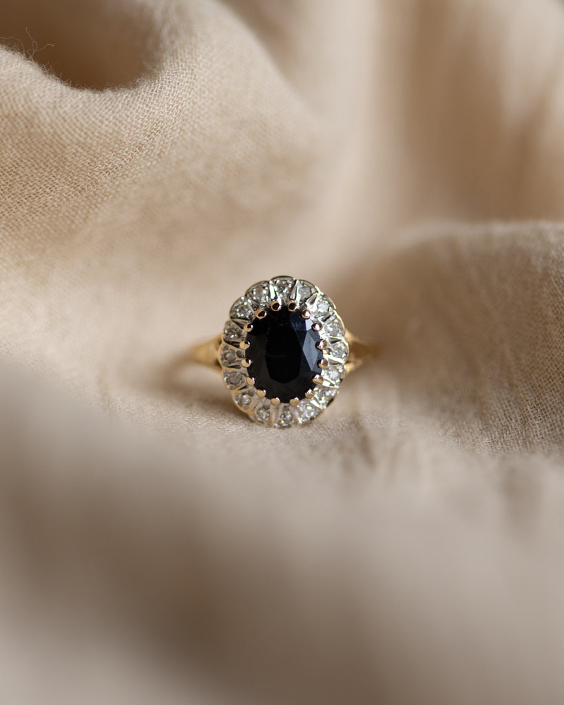 Winifred 1989 Vintage 9ct Gold Sapphire & Diamond Cluster Ring