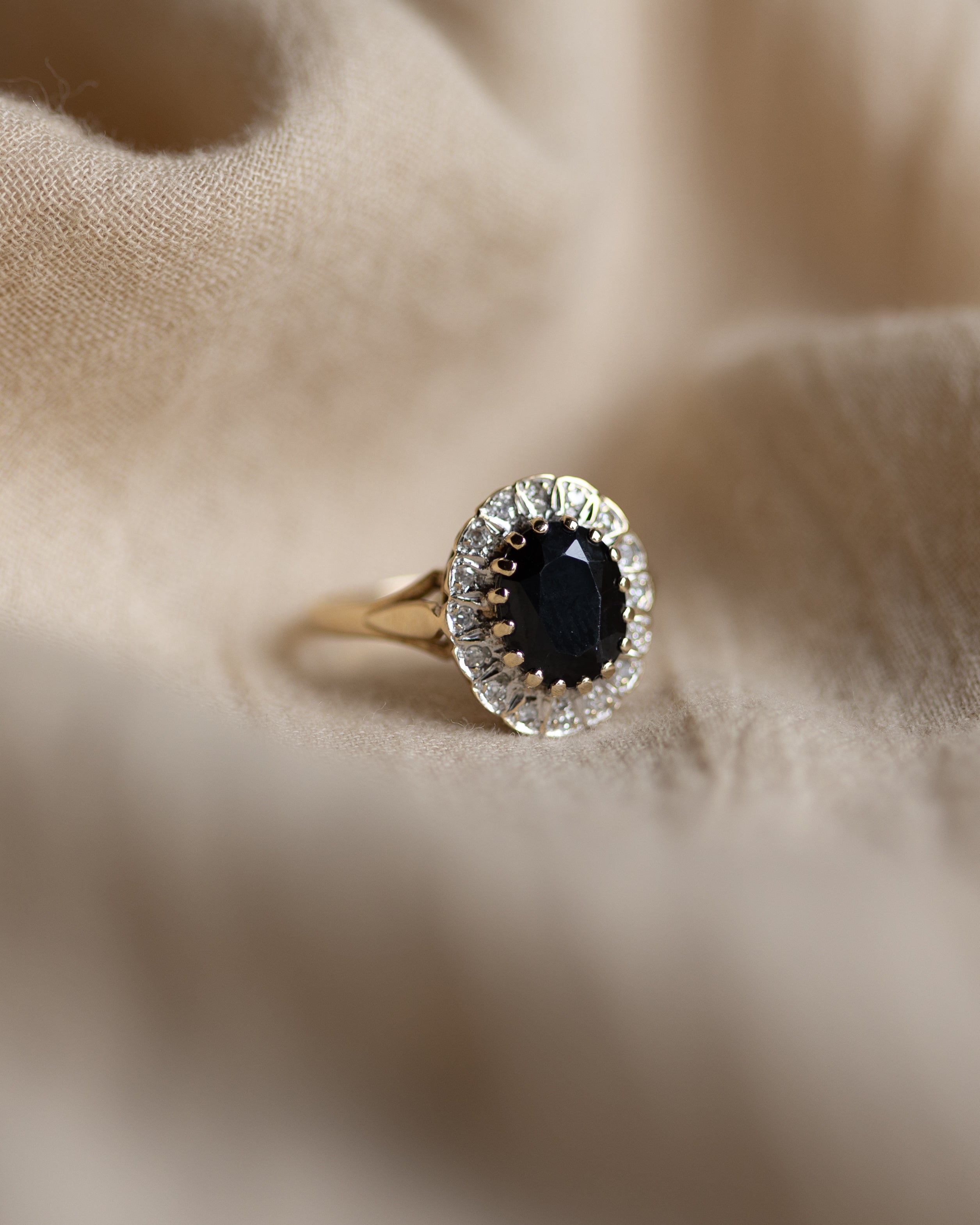Winifred 1989 Vintage 9ct Gold Sapphire & Diamond Cluster Ring