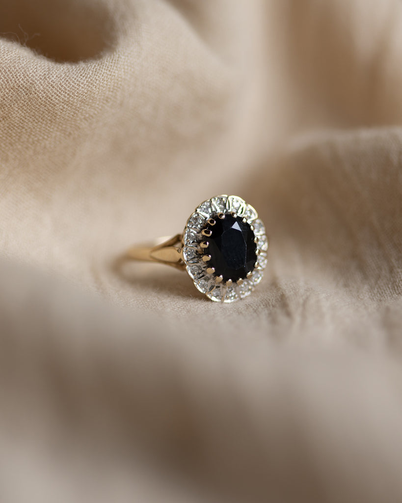 Winifred 1989 Vintage 9ct Gold Sapphire & Diamond Cluster Ring