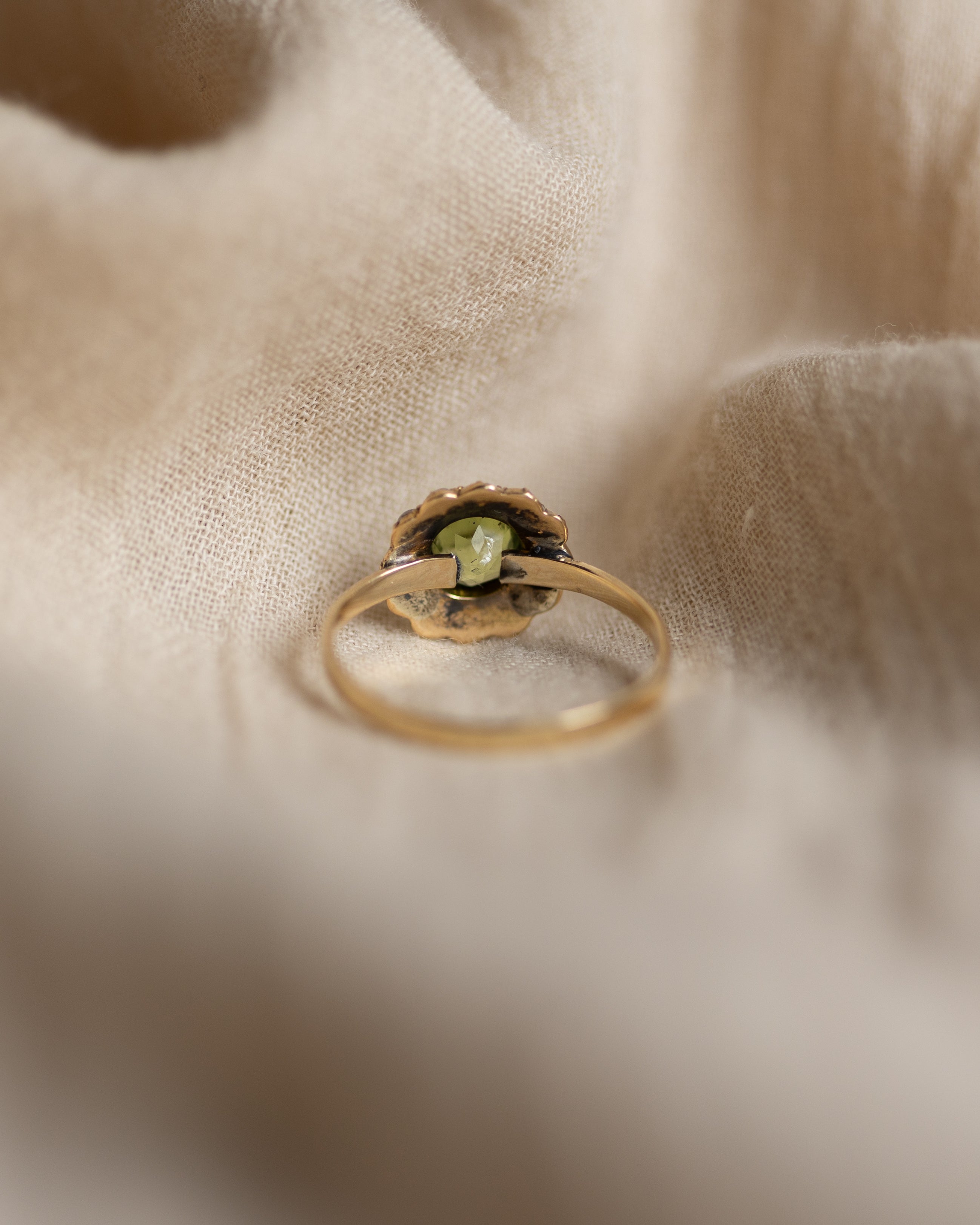 Arlette Antique 15ct Gold Peridot & Pearl Cluster Ring