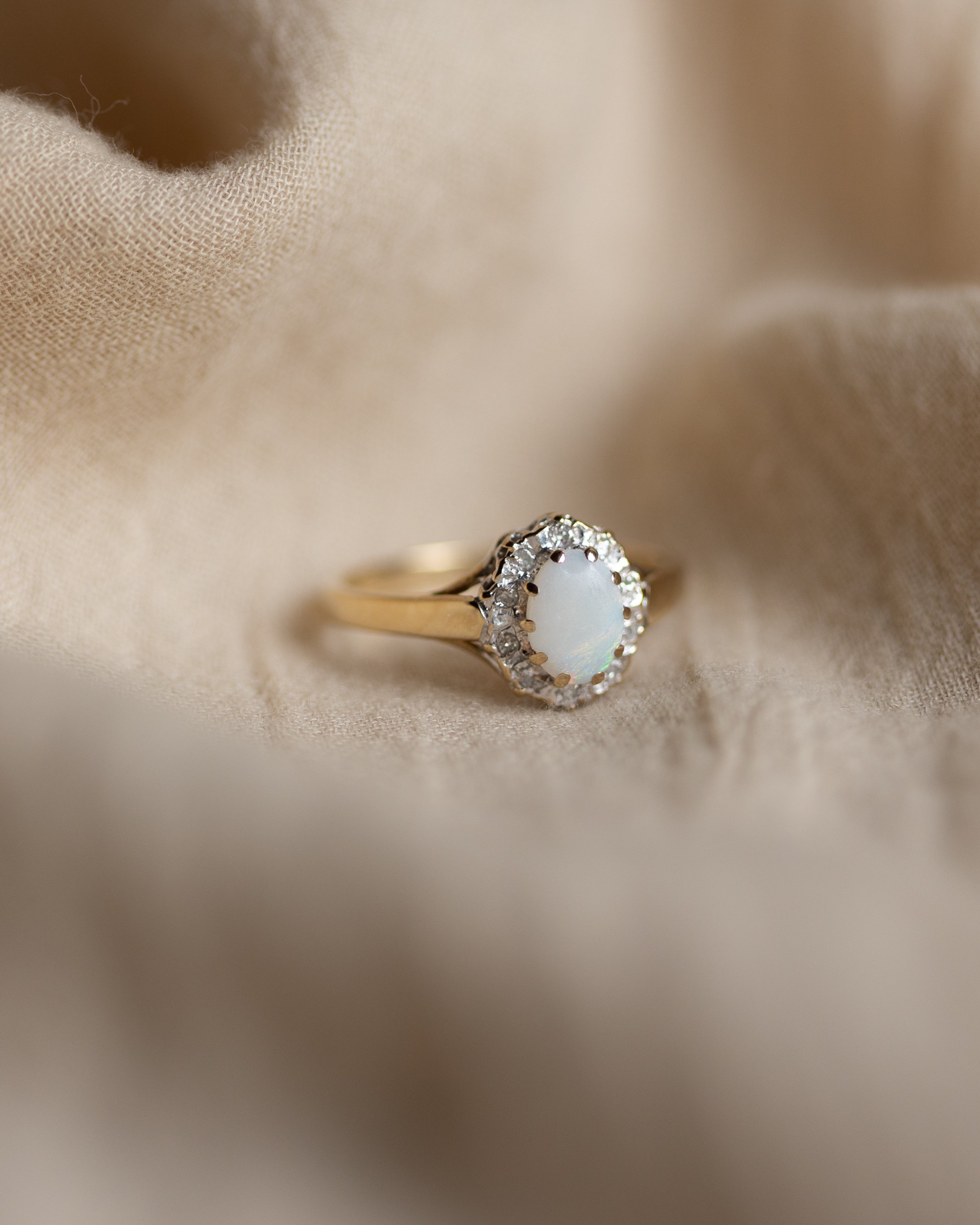 Orla 1997 Vintage 9ct Gold Opal & Diamond Cluster Ring