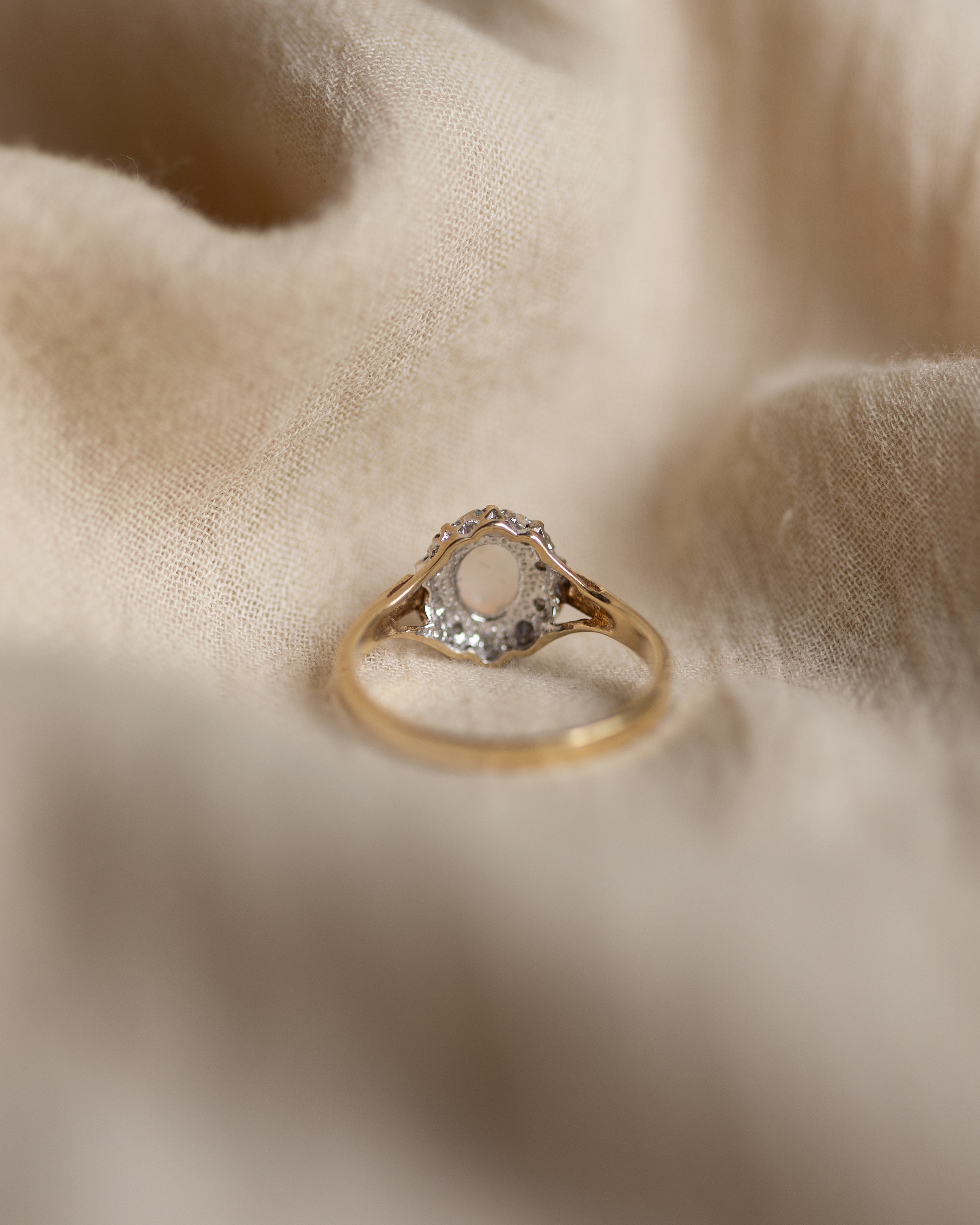 Orla 1997 Vintage 9ct Gold Opal & Diamond Cluster Ring